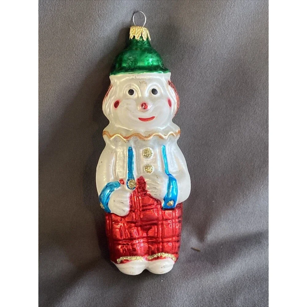 Vintage Mercury Glass Clown Christmas Ornament Lot Of 5 Hanging Holiday Tree